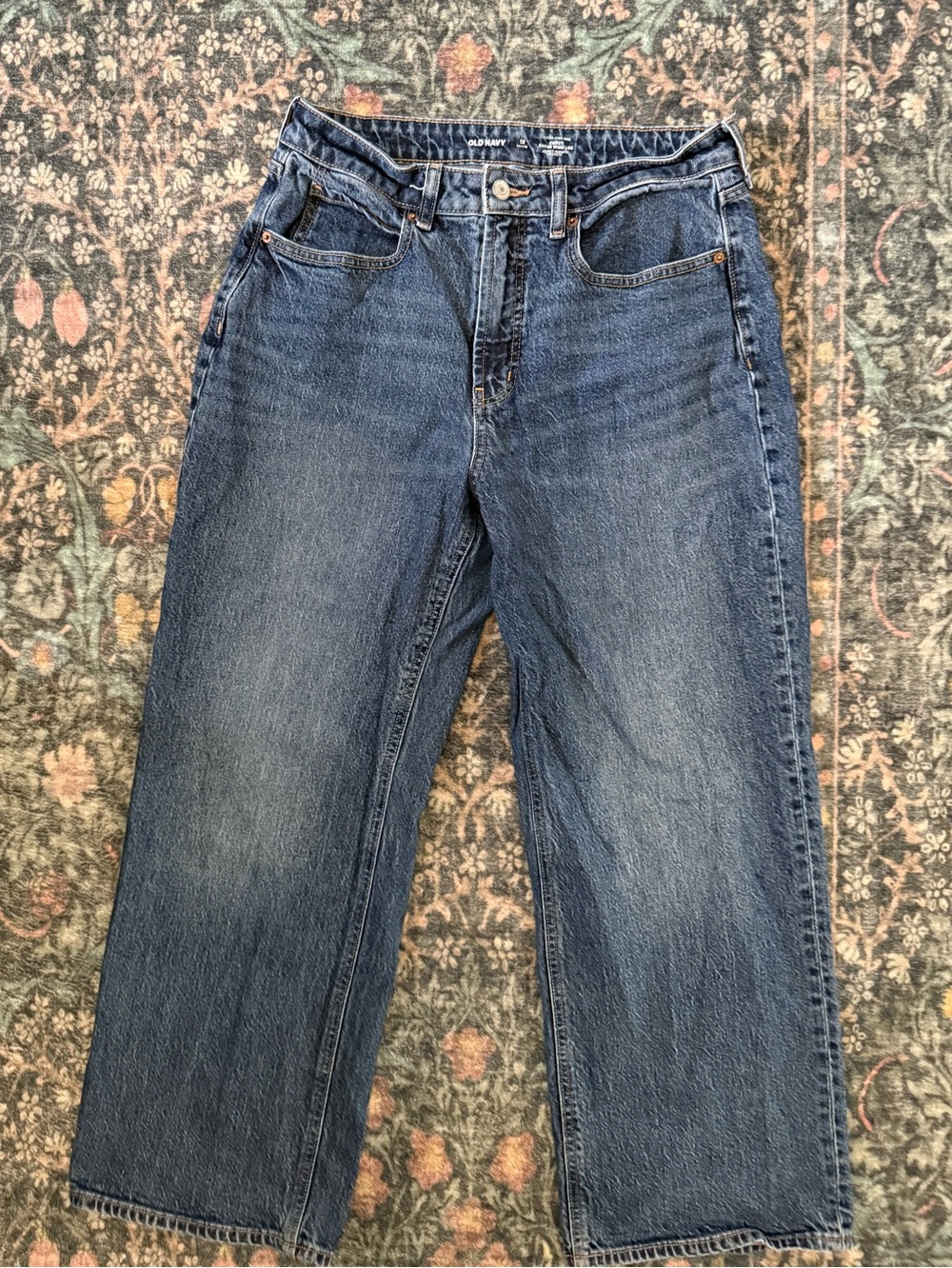 Old Navy Extra High Rise Curvy Sky Hi Wide Leg Medium Wash Jeans 12 Petite